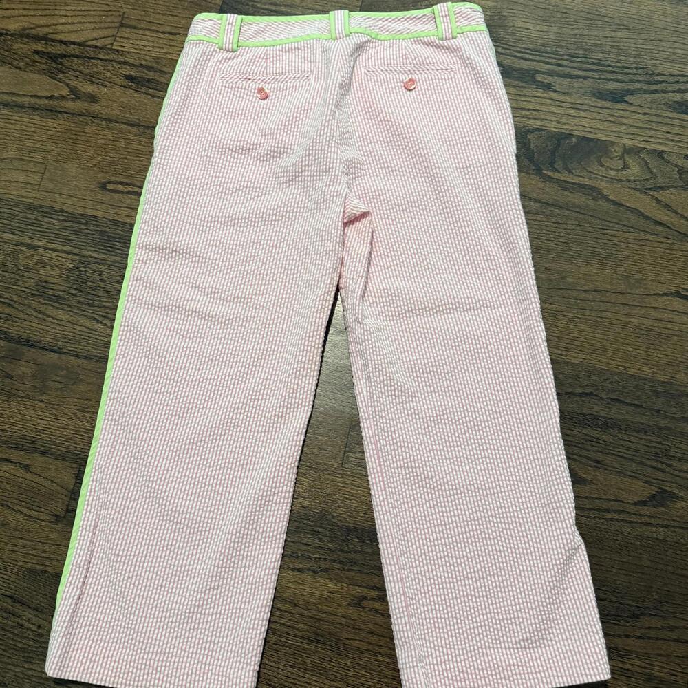 Lilly Pulitzer NADIA CAPRI Pink & White Stripped Seersucker Capri Pants Size 4 - Picture 2 of 5